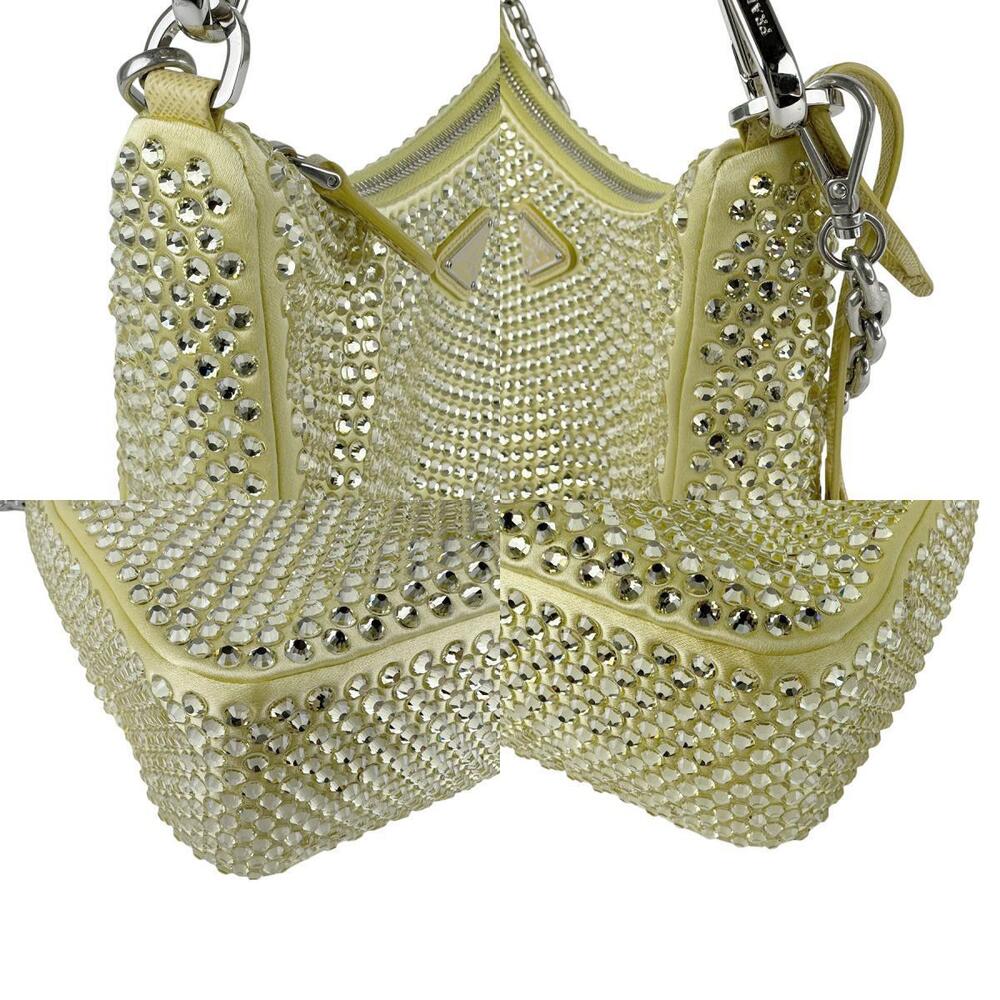 Prada shoulder bag satin rhinestones yellow - Picture 3 of 4
